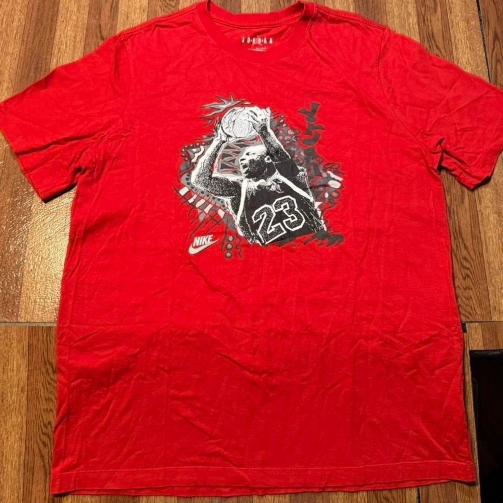 Jordan Nike‎ Red Micheal Jordan 23 Graphic Retro Basketball Shirt Large